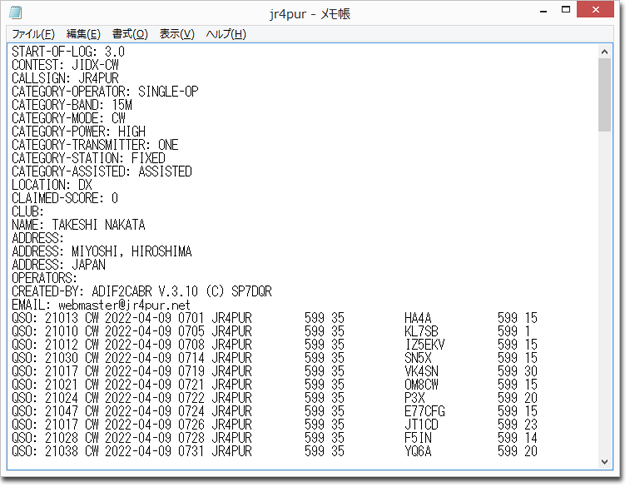 Japan International DX Contest, CW（JIDX CW Contest）に参加しました