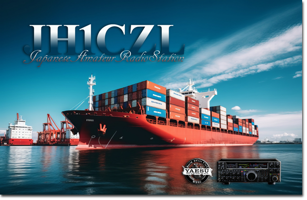 QSL Card Design QSLカード 自作 テンプレート 印刷 デザイン 手作り 作成 書き方 送り方 レポート面 問題 見本 作り方 QSL@JR4PUR #1134 - Container Ship